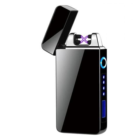 Briquet électrique ASANMU, idée cadeau homme. Rechargeable USB, coupe-vent avec double arc, témoin de puissance, contrôle tactile. Cadeau de Noël original pour homme.