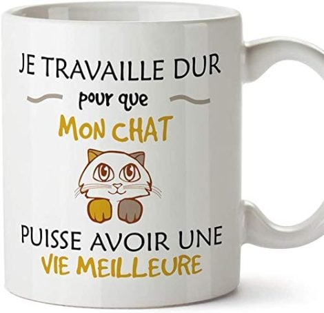 Mugffins mug Tasses de Petit déjeuner Originales – Je donne tout pour le bonheur de mon chat – idées de Cadeaux amusantes pour les amoureux des chats.