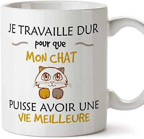 Mugffins mug Tasses de Petit déjeuner Originales - Je Travaille Dur pour Que Mon Chat puisse Avoir Une Vie Meilleure - idées de Cadeaux drôles d'an