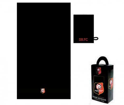 Coffret cadeau Stade Rennais : ensemble serviette de bain et gant de toilette – Collection officielle RFC Rennes.