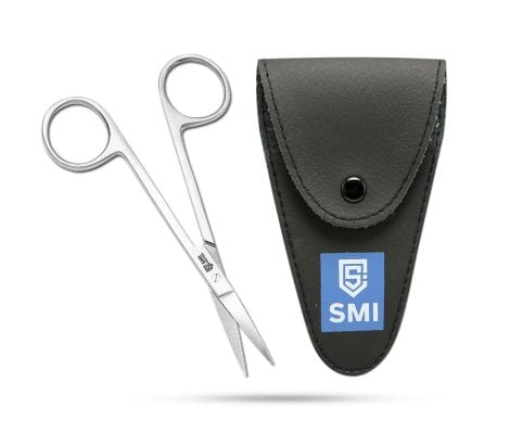 SMI – Kit de ciseaux masculins pour barbe, moustache, sourcils et cheveux, avec étui en acier inoxydable.