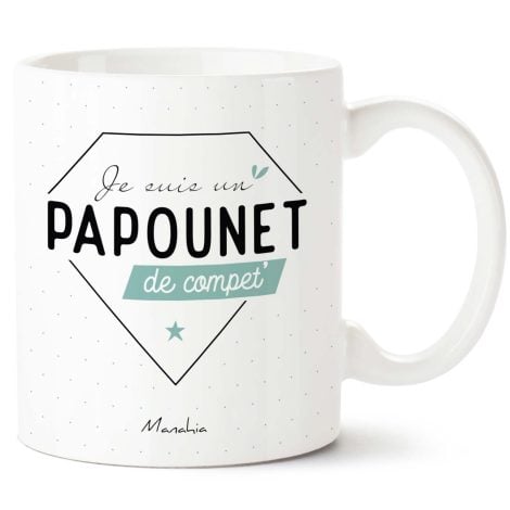 Mug Cadeau pour les Papas – Un super Papounet – Avec une boîte Kraft – 330 mL céramique – Fabriqué en France – Idéal pour la Fête des Pères, anniversaires et Noël – Tasse Personnalisée.