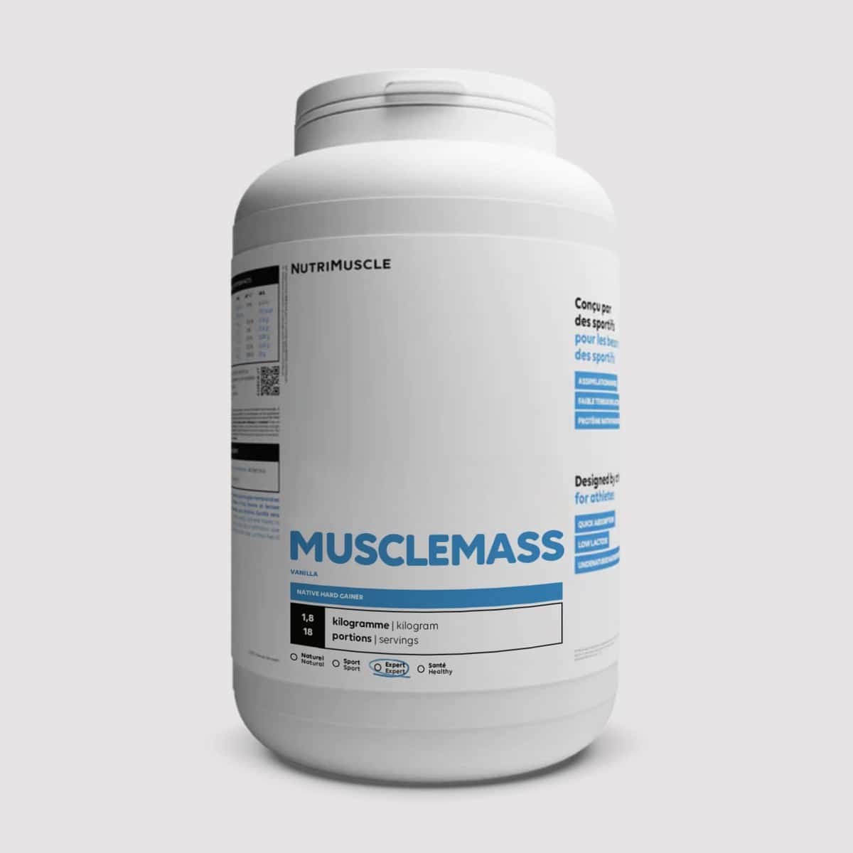 Musclemasse - Hard Gainer | Whey protéine - Maltodextrine - Dextroxe | Prise de masse & Musculation | Nutrimuscle | 1.8 Kg Vanille