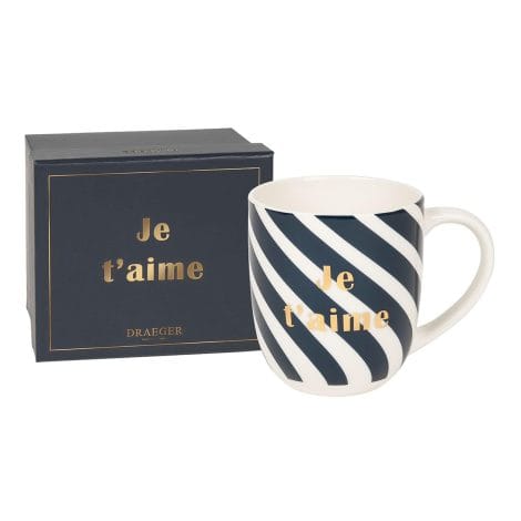 DRAEGER PARIS 1886 DRAEGER PARIS | Tasse en céramique bleue “Je t’aime” | Cadeau idéal pour amoureux, couple, mari, femme, tendresse, amitié, famille, anniversaire | Boîte Cadeau.