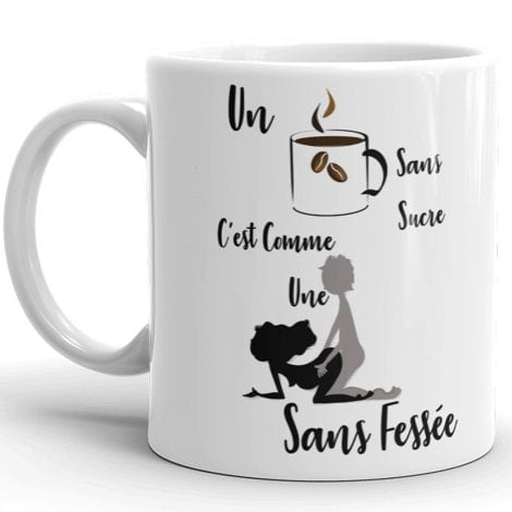 Tasse céramique humoristique Kalféa sans sucre, pour homme, femme ou coquin(e). Idée cadeau pour Noël, anniversaire, fête en famille, collègue, ami(e), mari/copine/fiancé(e) – 325ml.