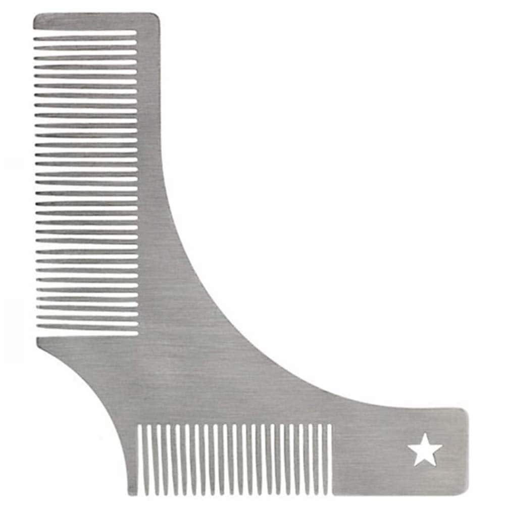 1 gabarit de mise en forme de barbe en acier inoxydable - Outil de toilettage pour moustache, bouc, pattes - Cadeau parfait pour les hommes modernes