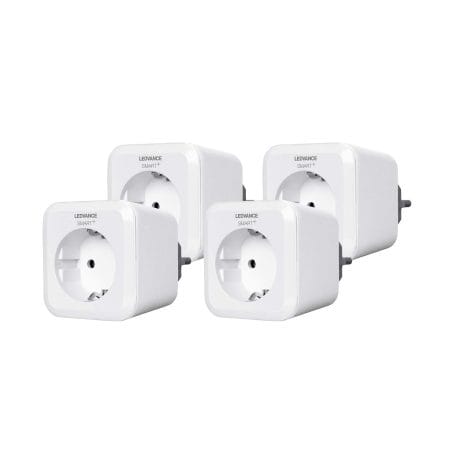 Prise intelligente SMART+ PLUG de LEDVANCE avec Bluetooth pour contrôler les appareils classiques dans une maison connectée. Compatible Google, Alexa, Apple HomeKit. Pack de 4.