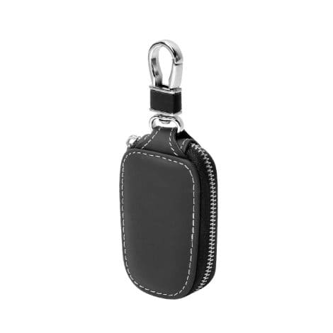 Étui en cuir véritable pour clés de voiture à distance avec porte-clés, pratique et élégant (noir).