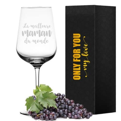 Verre à vin spécial Maman avec inscription Meilleure maman, idéal pour cadeau d’anniversaire, fête des Mères et Noël