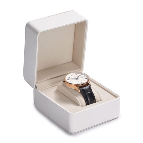 Boîte de voyage en cuir haut de gamme pour montres, élégante boîte cadeau blanche en daim.