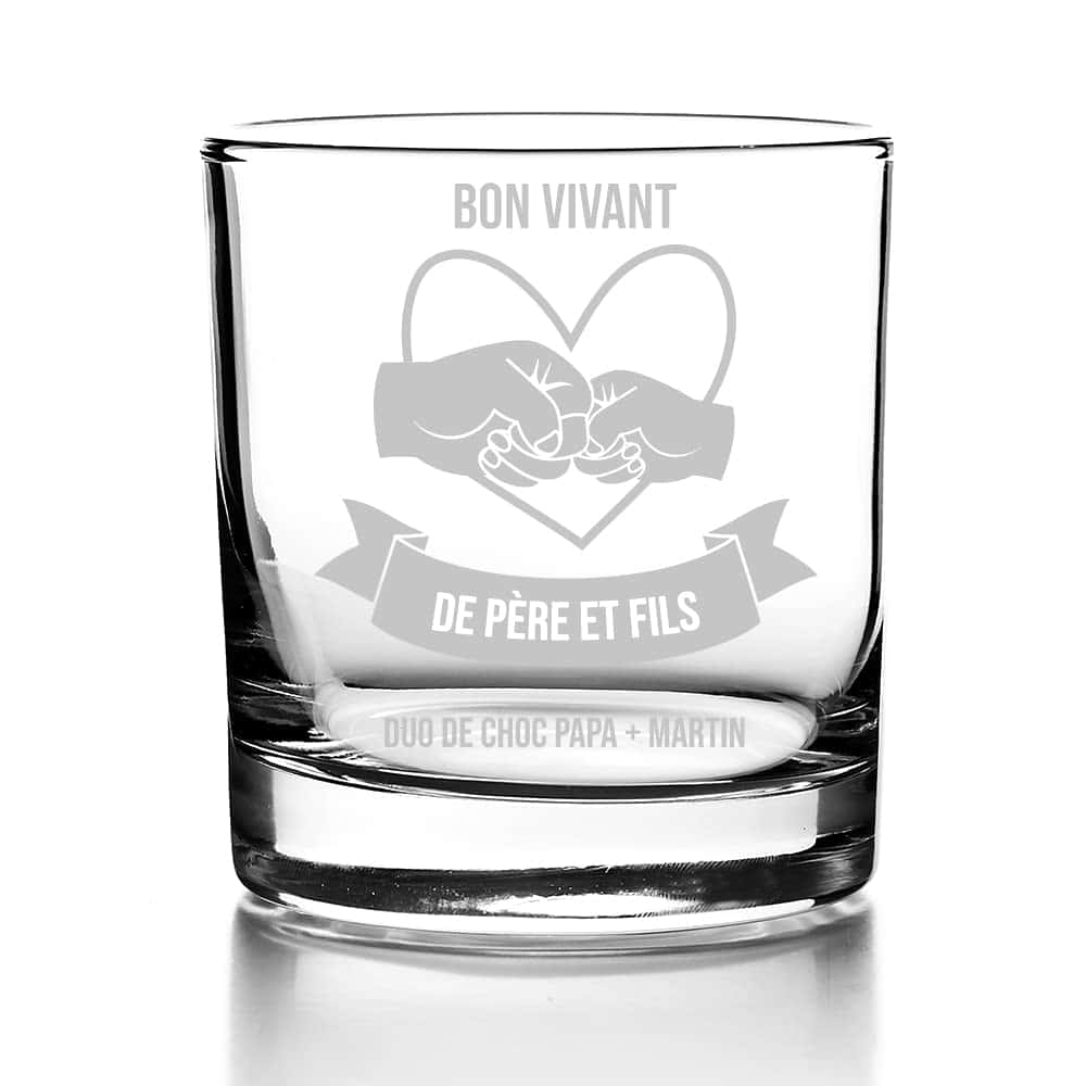 CADEAUX.COM - Verre Personnalisable - Verre à Whisky Tumbler 30cl - Idée Cadeau Personnalisé De père en fils/fille