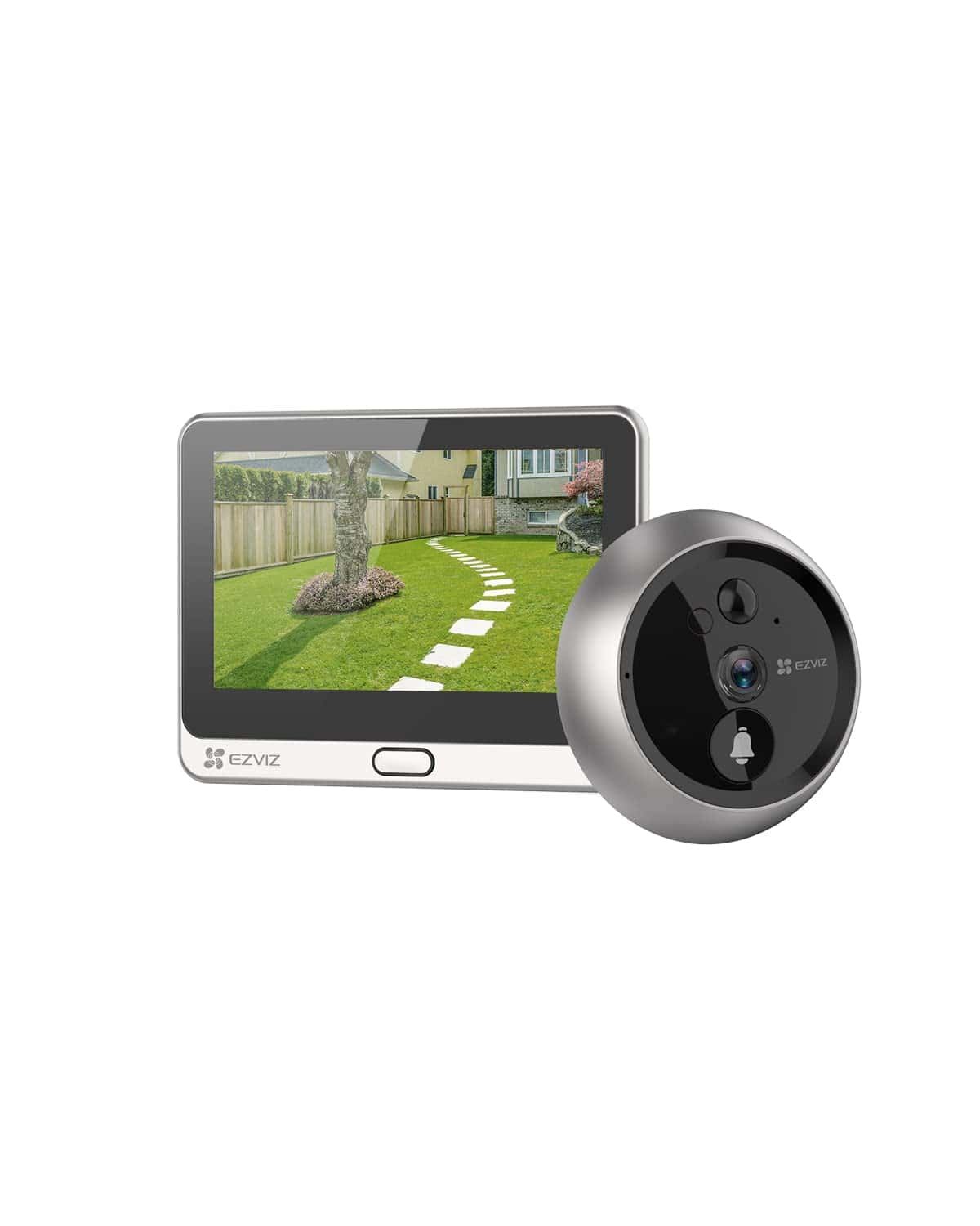 EZVIZ DP2C 1080P Judas de Porte Camera Surveillance, Visiophone Connecté Interphone Vidéo, Judas Numérique 4.3’’ Écran Batterie 4600mAh, PIR Motion Detection, Audio Bidirectionnel, 5m Vision Nocturne