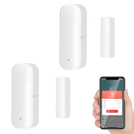 Détecteur de porte intelligent WiFi, alarme sans fil pour fenêtre et porte, compatible Alexa/Google Home, 2 unités.