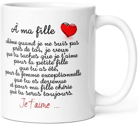 Tasse drôle Luigi Collection “Ma Fille je t’Aime” : Idée Cadeau Original pour Femme Enfant Famille.