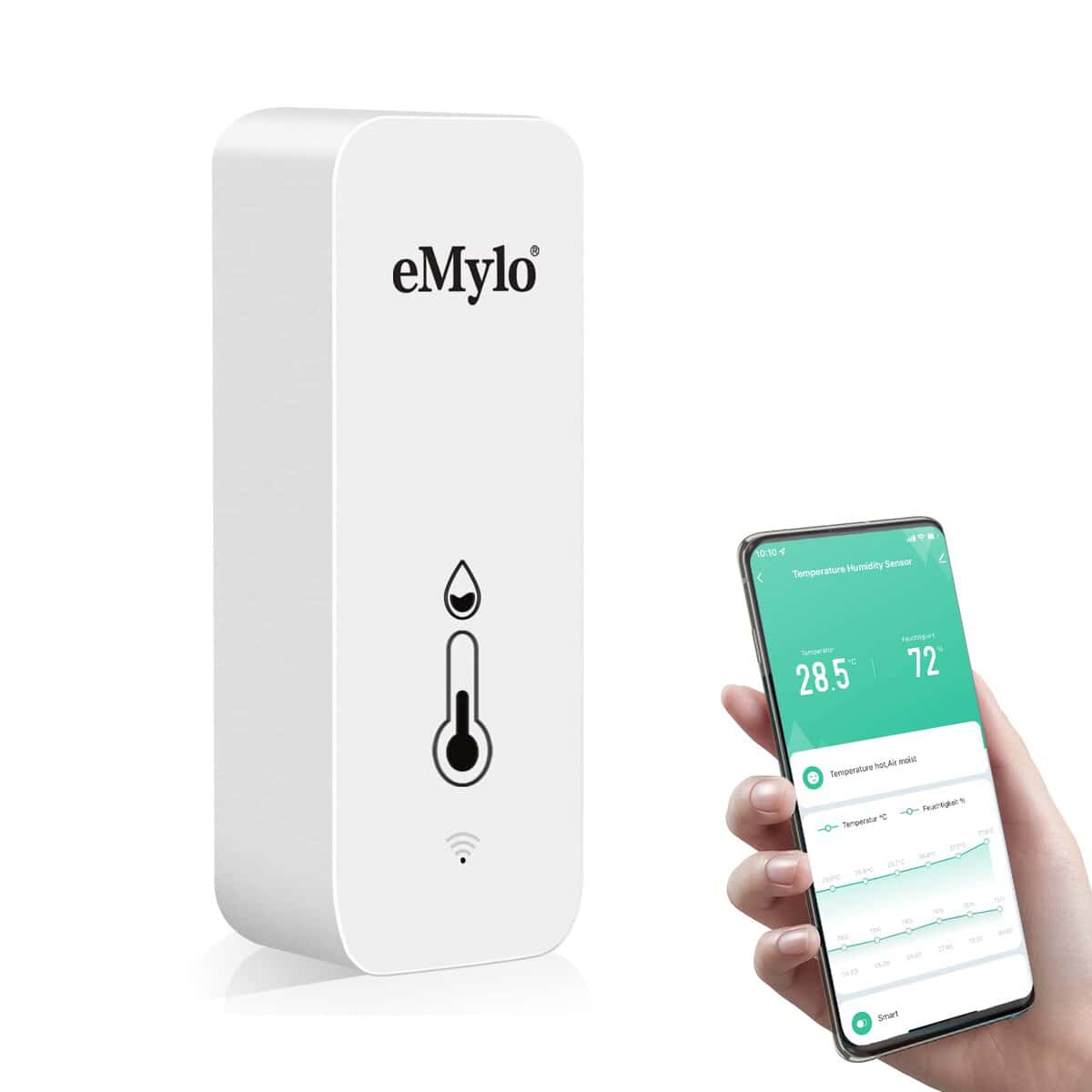 eMylo WiFi Thermometre Hygrometre Interieur, Tuya Thermomètre Intérieur Avec Application Intelligente et Enregistrement de Données, Chambre bébé Hygrometre Termometre Maison