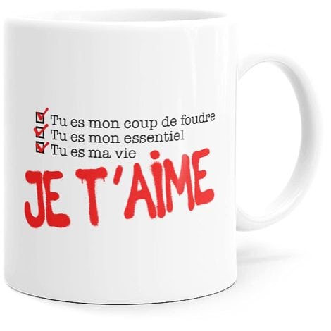 Collection de tasses Luigi avec des messages humoristiques sur l’amour. Idée cadeau originale pour vos proches. Réveillez-vous avec un sourire grâce à Dino Mugs.