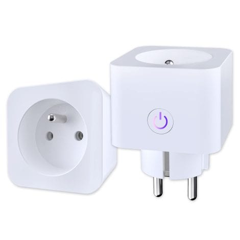 Prise Connectée WiFi ANTELA (FR) 16A 3680W avec Mesure de Consommation Électrique, Compatible Alexa, Google Home, Contrôle APP, Horaires et Minuterie, 2PCs.