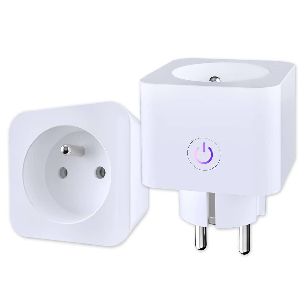 ANTELA Prise Connectée WiFi (FR) 16A 3680W Mesure de Consommation Électrique, Prise Intelligente compatible avec Alexa, Google Home, APP Contrôle, Horaires et Minuterie, 2PCs