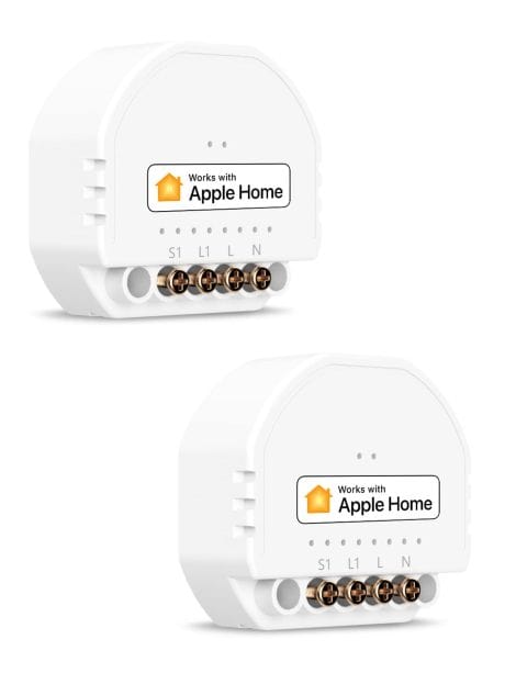 Interrupteur Connecté WiFi (nécessite un fil neutre), compatible avec Apple HomeKit, Alexa, Siri et Google Home, 10A, commandes vocales et contrôle à distance, avec minuterie.