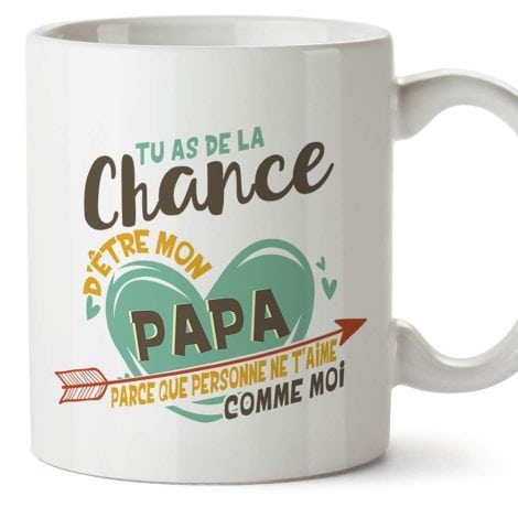 Tasse Mugffins – Pour un papa chanceux – Idée cadeau pour la Fête des Pères – 350mL céramique.