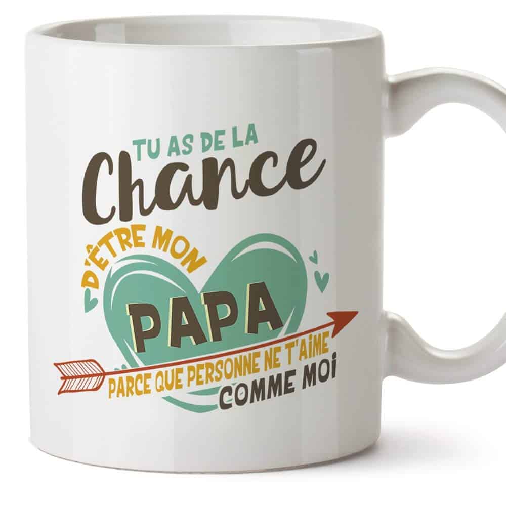 Mugffins Papa Tasse/Mug - Tu as de la Chance d'être Mon Papa - Tasse Originale/Idee Fête des Pères/Cadeau Anniversaire/Future Papa. Céramique 350