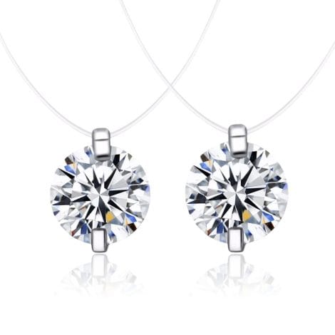 Collier Invisible Zircon Transparent Étincelant pour femme, cadeau d’anniversaire ou personnalisé. (2 pièces : Zircon 6MM/8MM)