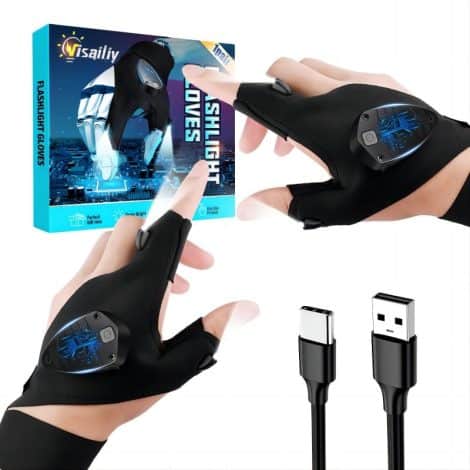 Gadget polyvalent rechargeable : gants LED avec lumières pour un cadeau unique à offrir à Noël.