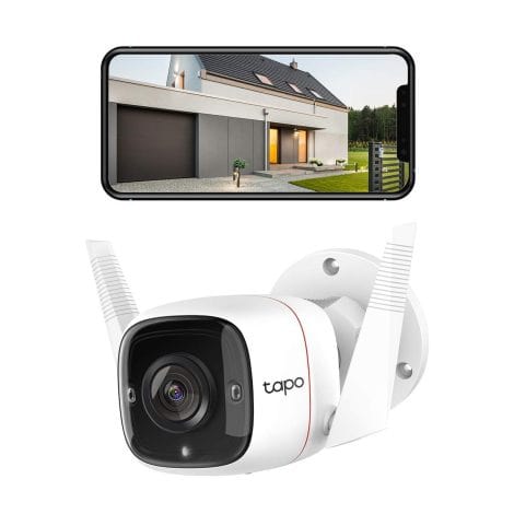 Caméra de surveillance WiFi extérieure TAPO C310, 2K(3MP), étanche IP66, vision nocturne, détection et alerte personne, compatible Alexa et Google Assistant.