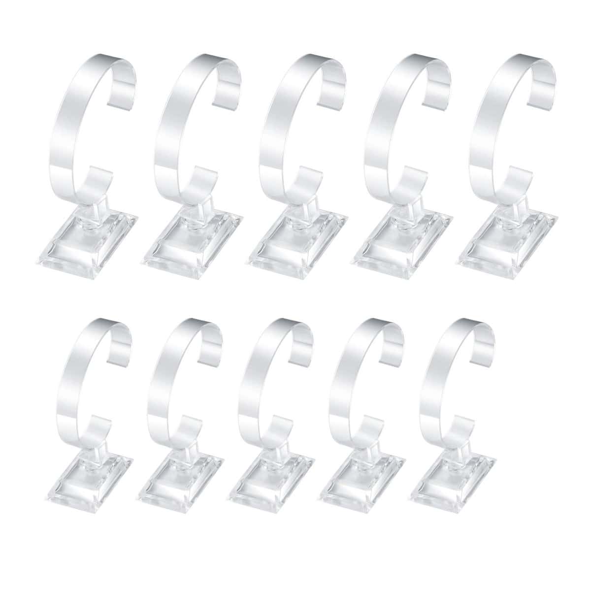 PanBeiQiWEU 10 Pièces Présentoirs à Montre, Supports de Montre Transparents Plastique Type C, Présentoir Support Présentation Vitrine pour Homme Femme Montre Rangement de Bijoux