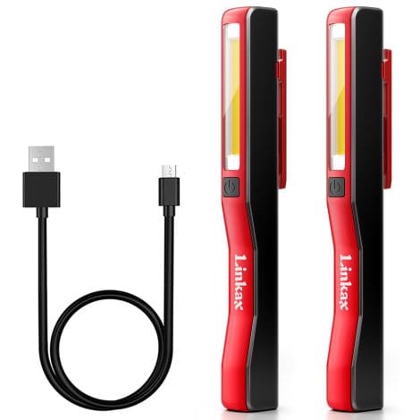 Linkax Lampe de Travail rechargeable USB avec clip magnétique pour bricolage, camping, garage et atelier.