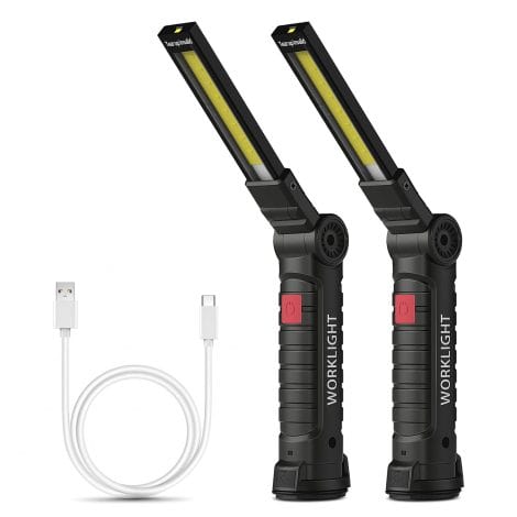 Coffret-Cadeau Homme Lampe de Poche Rechargeable COB avec Base Magnétique 5 Modes pour Garage, Camping, Urgence.