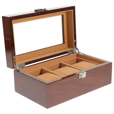 Boîte de rangement pour montres Hemobllo : élégante vitrine de voyage en bois pour collectionneurs de montres masculines.