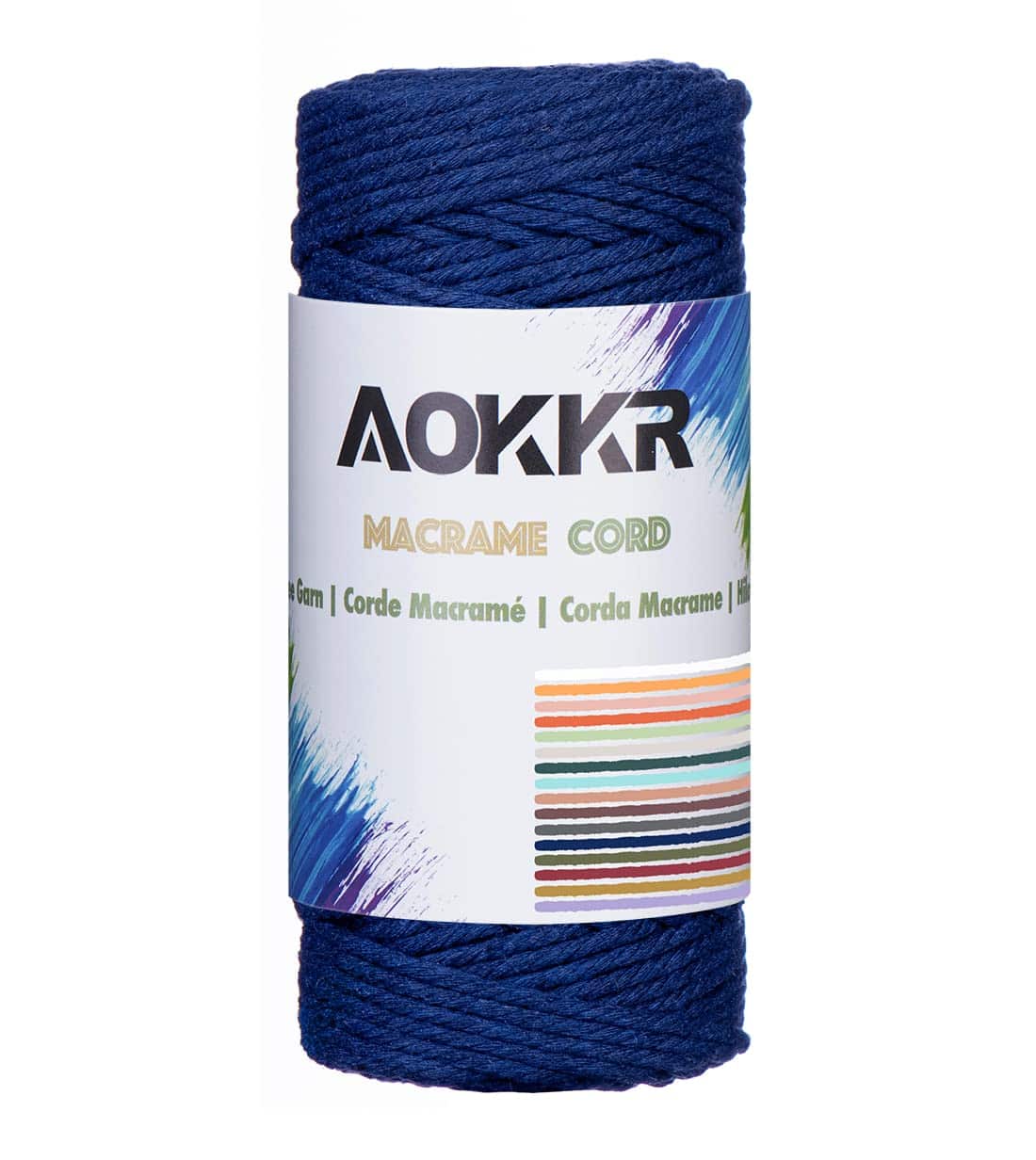 AOKKR Corde Macramé 3mm x 100mm, Fil Macrame de Coton Naturel 4 Brins Torsadé, Ficelle Corde pour Tressée DIY, Déco Bohême Tapisserie Suspension Plante Coussin Rideau Emballage Cadeau, Bleu Foncé