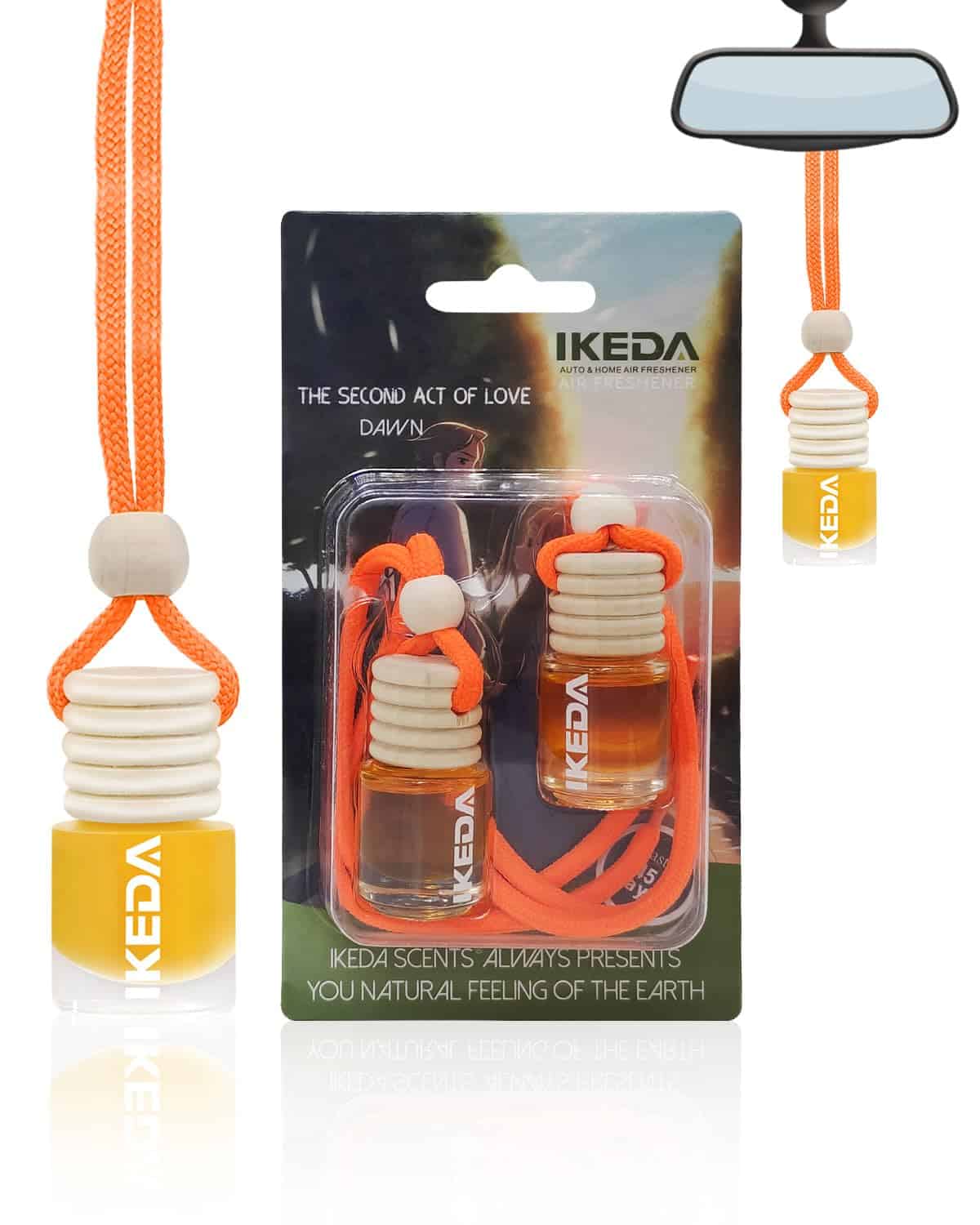 Ikeda Désodorisant pour voiture | Pendentif à suspendre | Diffuseur de parfum pour voiture avec véritable huile | Parfum fort et longue durée | Odeurs fraîches | Accessoires de voiture pour homme et