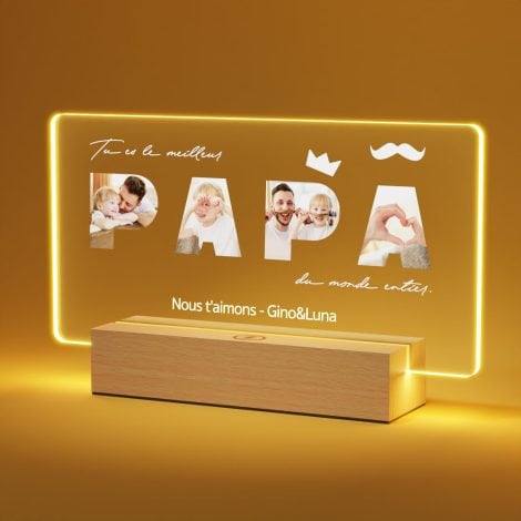 Cadeau original pour la fête des pères : Lampe Cadre Photo en Verre Personnalisé pour Noël ou anniversaire.