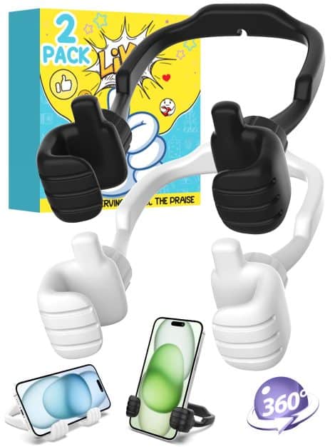 Idée de cadeau original pour homme et femme – 2 supports de téléphone de bureau drôles pour iPhone Samsung. Parfait cadeau de bureau à moins de 10 euros.