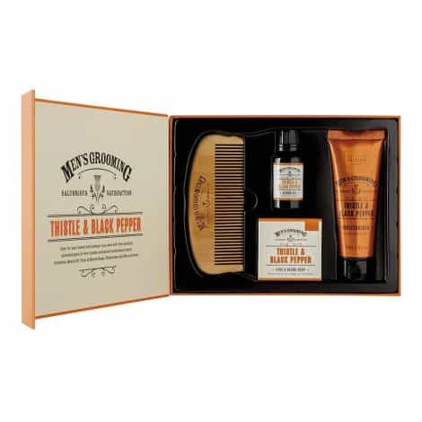 Coffret visage et barbe de luxe Chardon et poivre noir par les Scottish Fine Soaps.