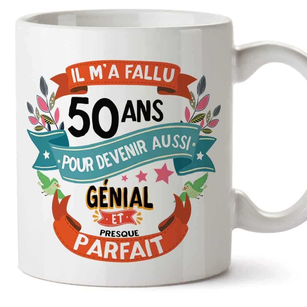 Mugffins Mug/Tasse Joyeux 50 Anniversaire - Il m'a Fallu 50 Ans pour Devenir Aussi Génial et Presque Parfait - Cadeau Original pour Homme et Femme