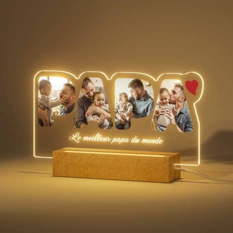 Lampe photo personnalisée iDIY, cadeau original pour Papa, veilleuse, cadre lumineux, idéal pour la fête des pères, Noël, anniversaire.