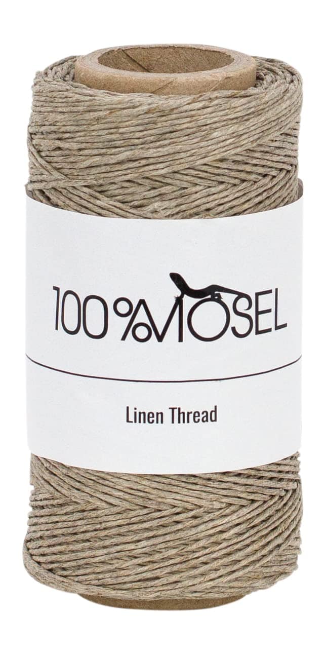 100%Mosel 100% Mosel Cordon de Lin, en Brun Naturel, (1 mm x 100 m), Cordon ciré en Lin, Ruban Cadeau Fin pour décorations de Mariage, matériel d'emballage