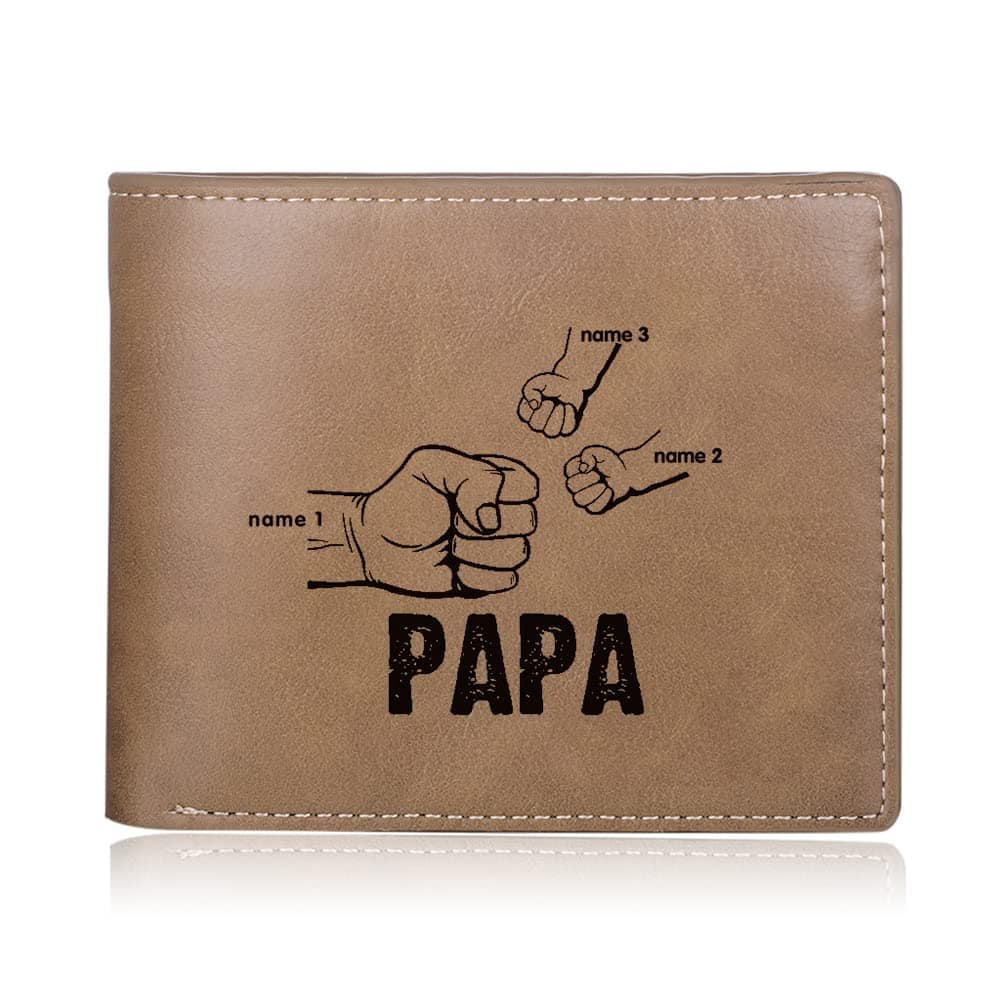 Jeweidea Portefeuille Personnalisé Homme Photo Portefeuille Homme Cuir Portefeuille Prénom Gravé Porte Carte Bancaire pour Papa Mari Cadeau Fête des Pères Cadeau Personnalisé