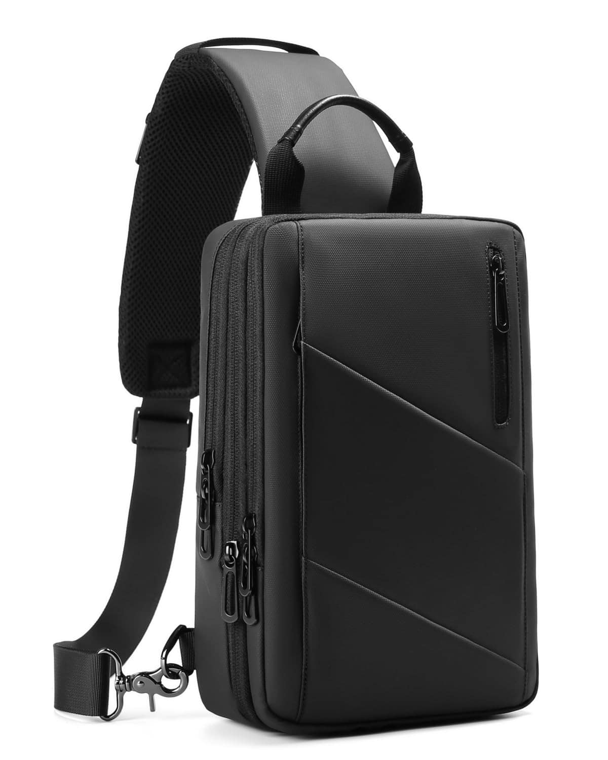 GYakeog Sacoche Homme Bandouliere Imperméable Sac Bandoulière Homme avec Port de Chargement USB Sac De Poitrine Pochette Homme Bandoulière pour Cadeau Original Voyage Cyclisme Vélo Travail
