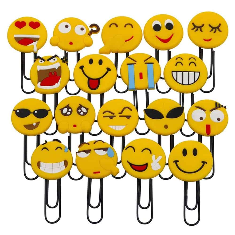 Signets Emoji mignon, Signet de trombone drôle, Marqueur de livre émoticône nouveauté pour enfants, filles, garçons, étudiant (aléatoire 10PCS)