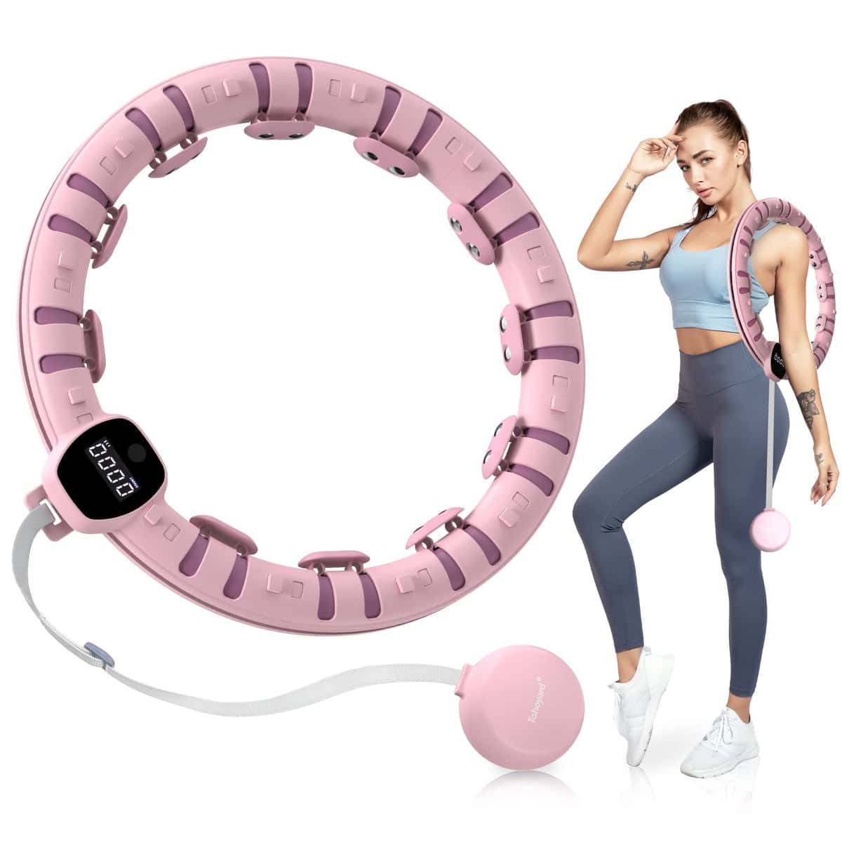 bubbacare Smart Hoop,cerceaux de Fitness pour Adultes, Perte de Poids, cerceaux d'exercice intelligents avec 27 nœuds réglables pour Femmes et Hommes(Purple)