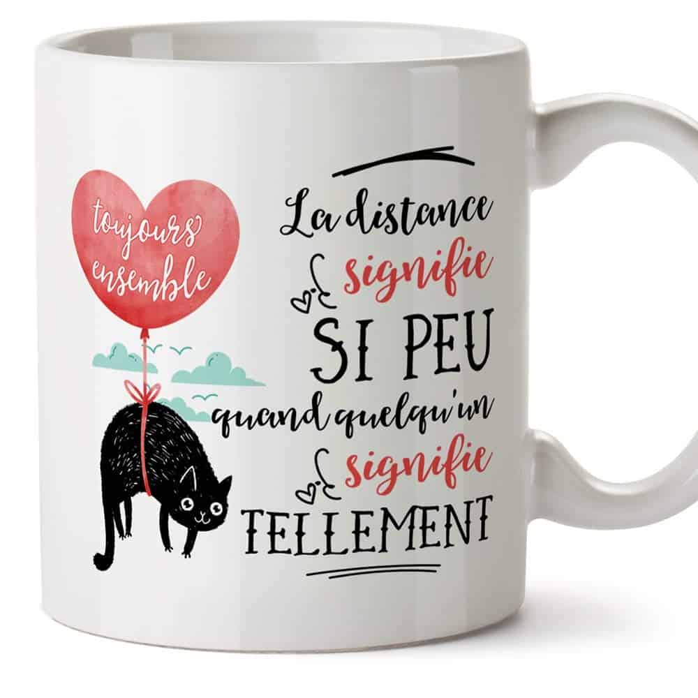 MUGFFINS Mug/Tasse Saint Valentin (Je t'aime) - la Distance Signifie si Peu - Idées Cadeaux Romantique pour Amoureux/Petits Amis/Copains