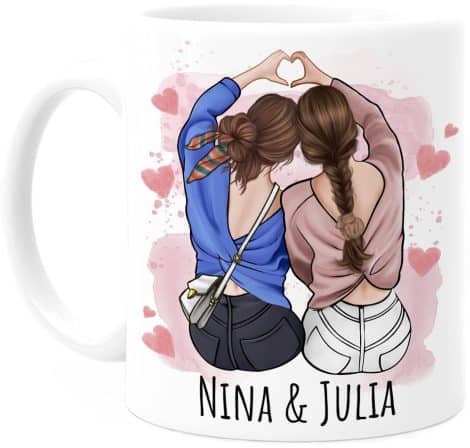 Mug Amies Personnalisé Tassenliebling® – Idée Cadeau Original pour Anniversaire Femme – 330 mL Céramique.