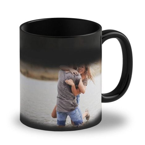 Mug personnalisé avec photo et texte, changement de couleur, revêtement thermique – Idée cadeau pour tous.