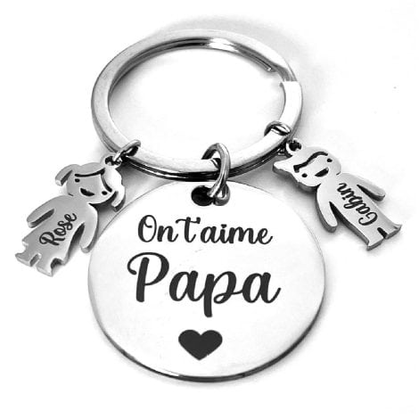 Cadeau spécial papa : porte-clés personnalisé avec les enfants, idéal pour la fête des pères ou son anniversaire.