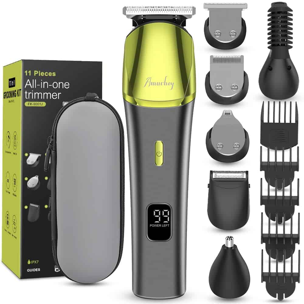 Amurhey Tondeuse à Barbe Électrique 11 en 1, Tondeuse à Cheveux Professionelle, Tondeuse Multi-styles Kit Pour Barbe, Cheveux et Autres Zones, Autonomie de 80 min, Cadeau pour Homme, Étui De Voyage