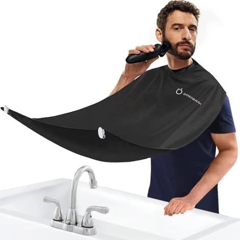 Tablier de rasage pour barbe DOEPSILON avec poils lisses anti-adhérents et ventouses puissantes – Noir.